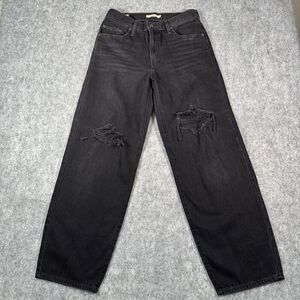Levis Baggy Dad Jeans Womens 27 Black Denim High Rise Grunge Skater Loose 30x31